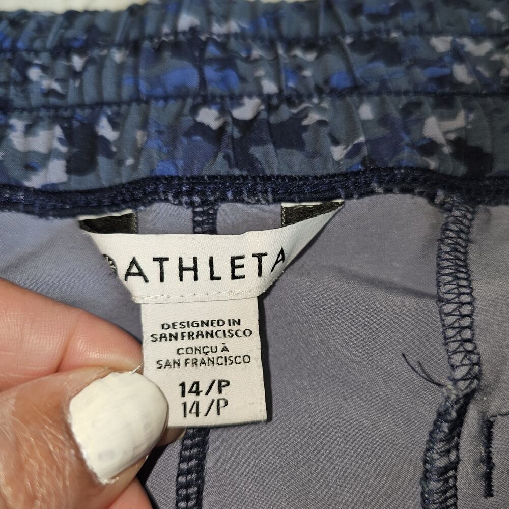 Athleta Women’s SZ 14P High Rise Wide Leg Ankle Crop Avenue Pants Blue festival - Picture 6 of 9